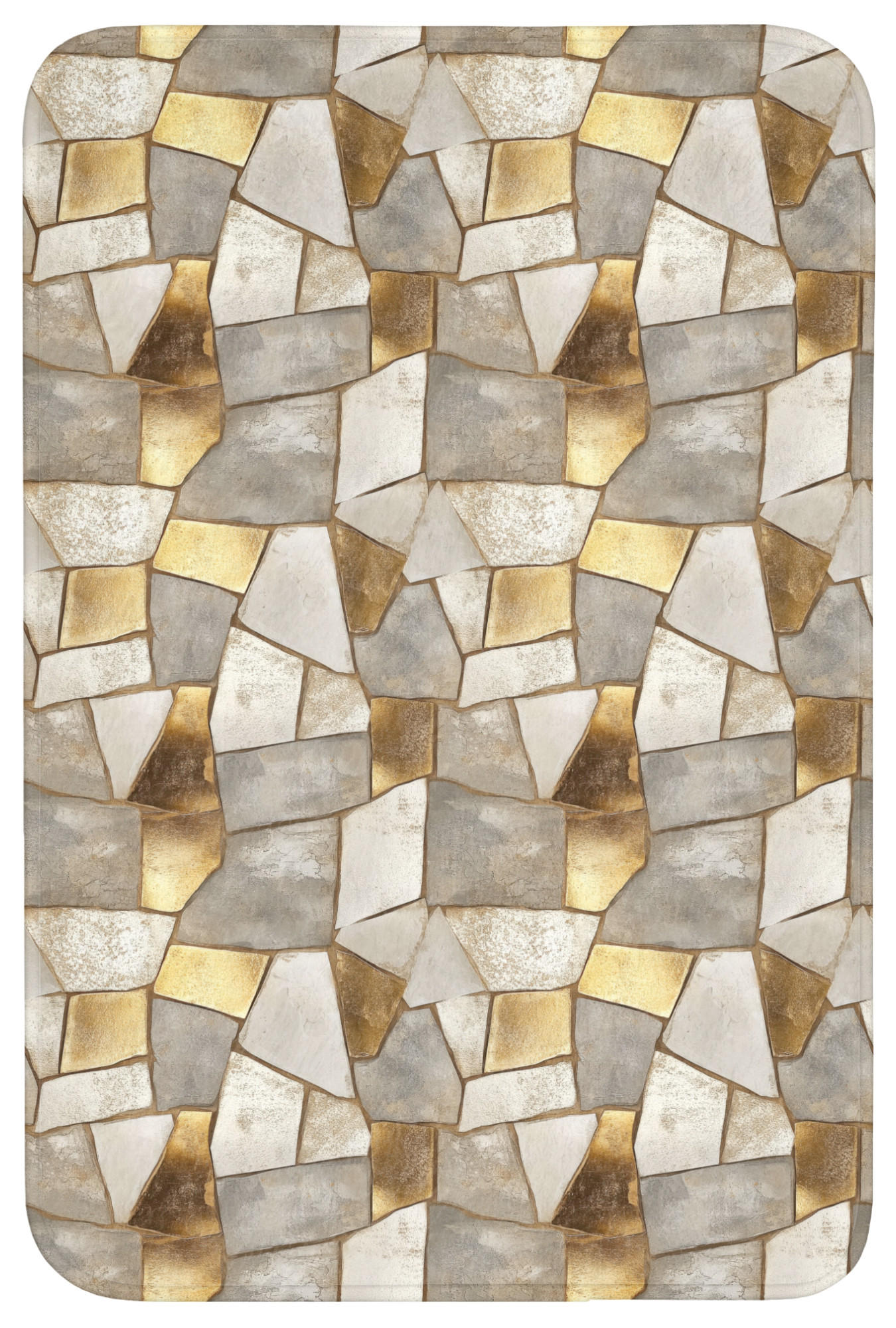 KOUPELNOVÁ PŘEDLOŽKA Mozaika - Mramor - Zlato 60x90 cm - šampaňská, textil/plast (60/90cm) - OnlyWow