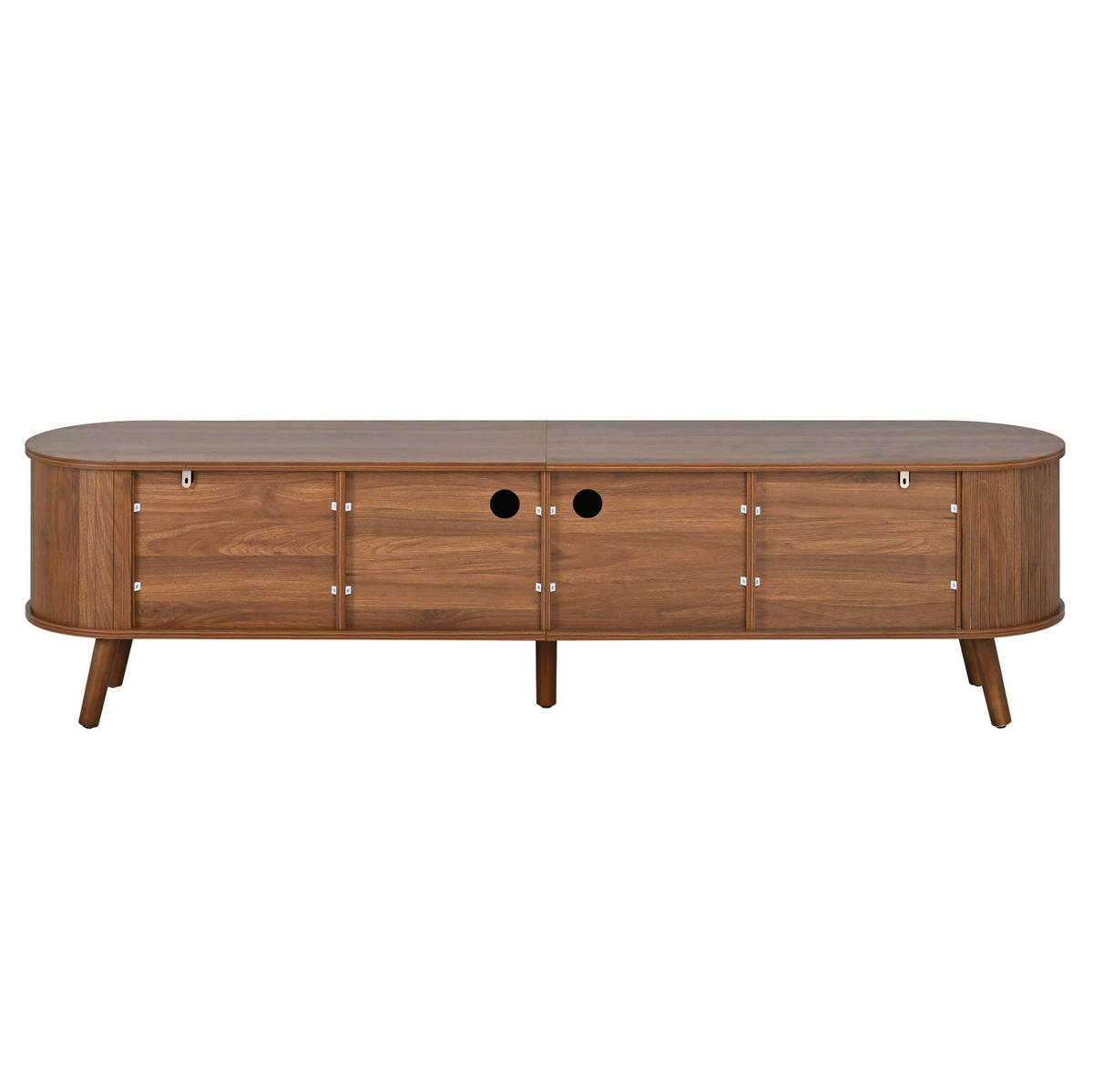 TV-SCHRANK aus MDF und Spanplatte 180x38x47 cm Nussbaum mit 4 Klapptüren und Vintage-Design - Braun, Holzwerkstoff (180/47/38cm) - Modfu
