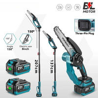KETTENSÄGE 8 Zoll Bürstenlos, Teleskopstange, Mit 2 Batterien - Blau, Metall (15/7/137cm) - Kaket