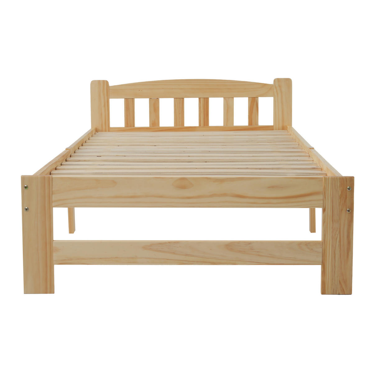 EINZELBETT 90/200 cm mit Kopfteil und Lattenrost aus massivem Kiefernholz, Natur - Naturfarben, Holz (90/200cm) - Redom