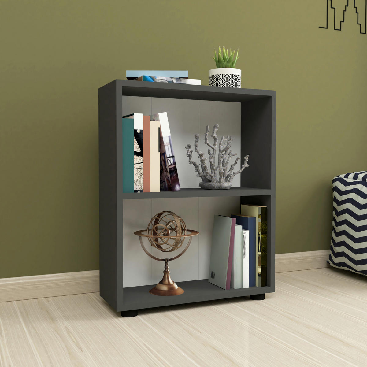 BÜCHERREGAL Vara - Anthrazit, Holzwerkstoff (55/72/20cm) - [en.casa]