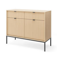 KOMMODE Vicenza Eiche KSZ104 Schwarze Hohe Beine Mit Metallgestell - Beige, Holzwerkstoff (104/83/39cm) - Sepro Meble