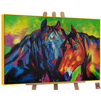 GEMÄLDE Vielfarbige Mähnen Schattenfugenrahmen Gelb 120x80 cm - Gelb, Holz (120/80cm) - YS-art gallery