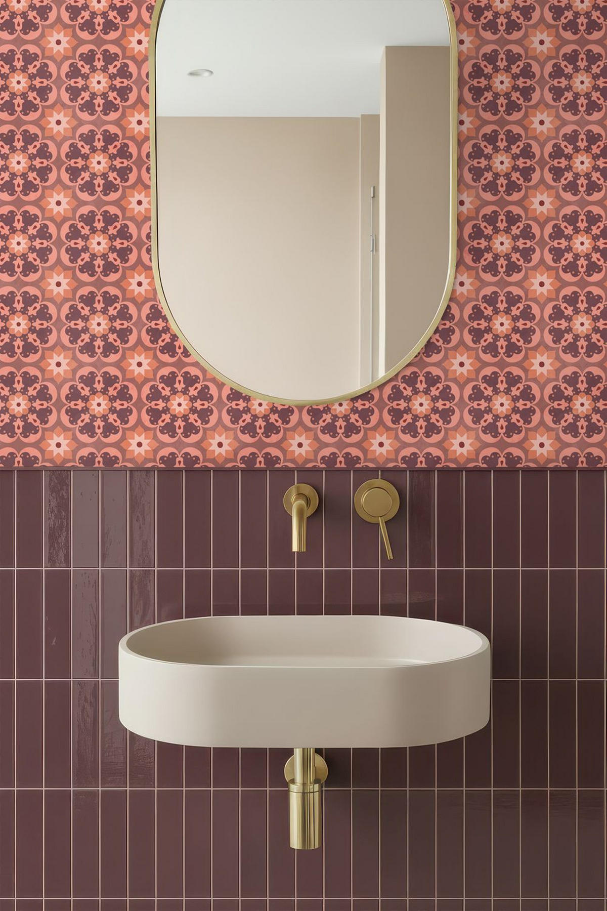 TAPETE Fliesenmuster 50 x 900 cm - Terracotta, Papier (50/900cm) - ESTAhome