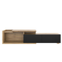 TV-SCHRANK aus Holzwerkstoff 133,5x40x45 cm Naturfarben mit LED-Beleuchtung, 2 Schubladen und flexibel positionierbarem Modul - Naturfarben, Holzwerkstoff (133.5/45/40cm) - Modfu
