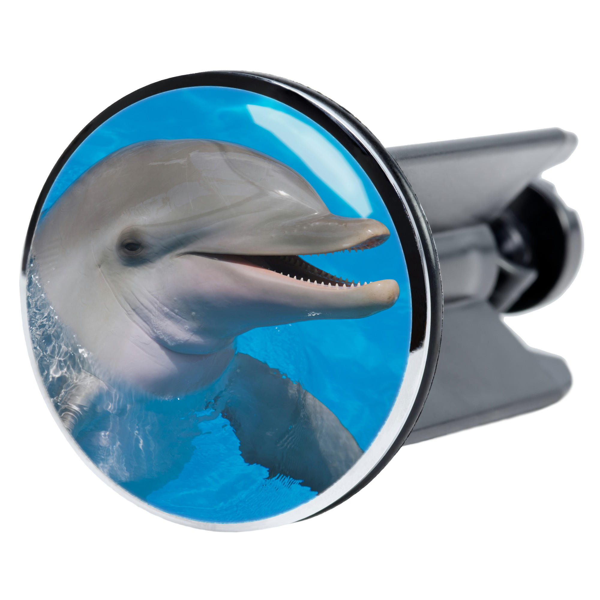 WASCHBECKENSTÖPSEL Delphin - Blau, Kunststoff/Metall (4/7/7cm) - Sanilo