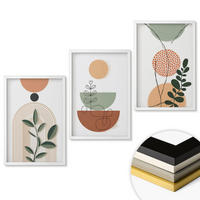 WANDBILDER 3er-Set - 40x60 cm Weißer Rahmen - Abstrakte Pflanzenformen - Weiß, Kunststoff (40/60cm) - ArtPrintCave