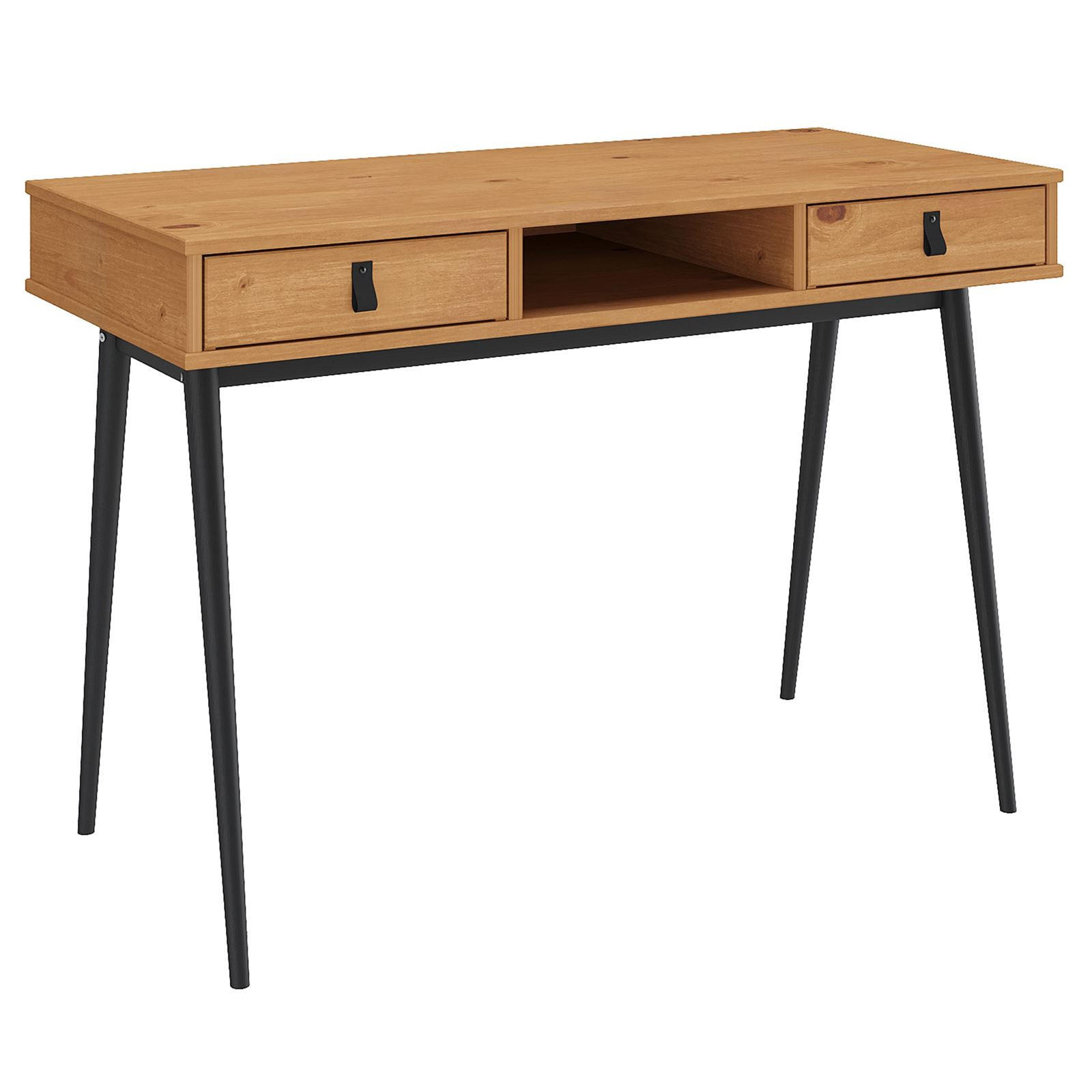 SCHREIBTISCH KIM - Eichefarben/Schwarz, Holz (50/110/76cm) - IDIMEX