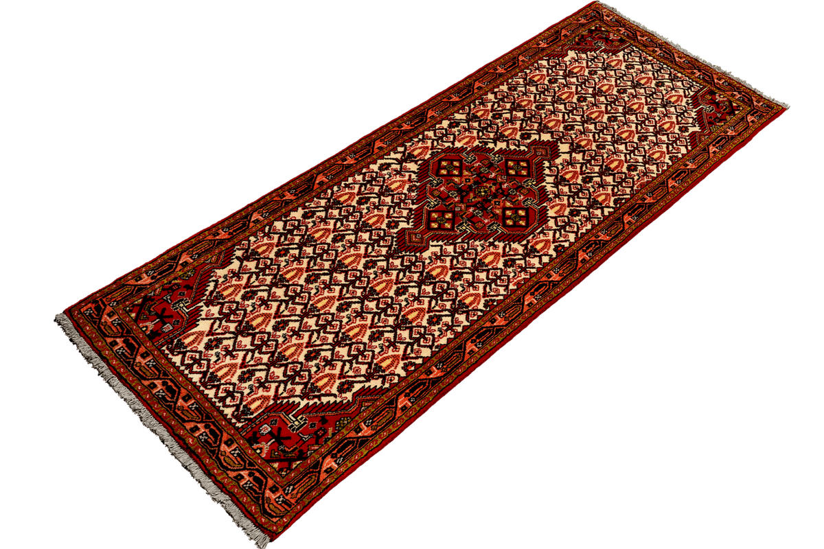LÄUFER Orient handgeknüpft Assadabad Beige, Rot 189/81 cm Schurwolle - Beige/Rot, Textil (81/189cm) - Looma