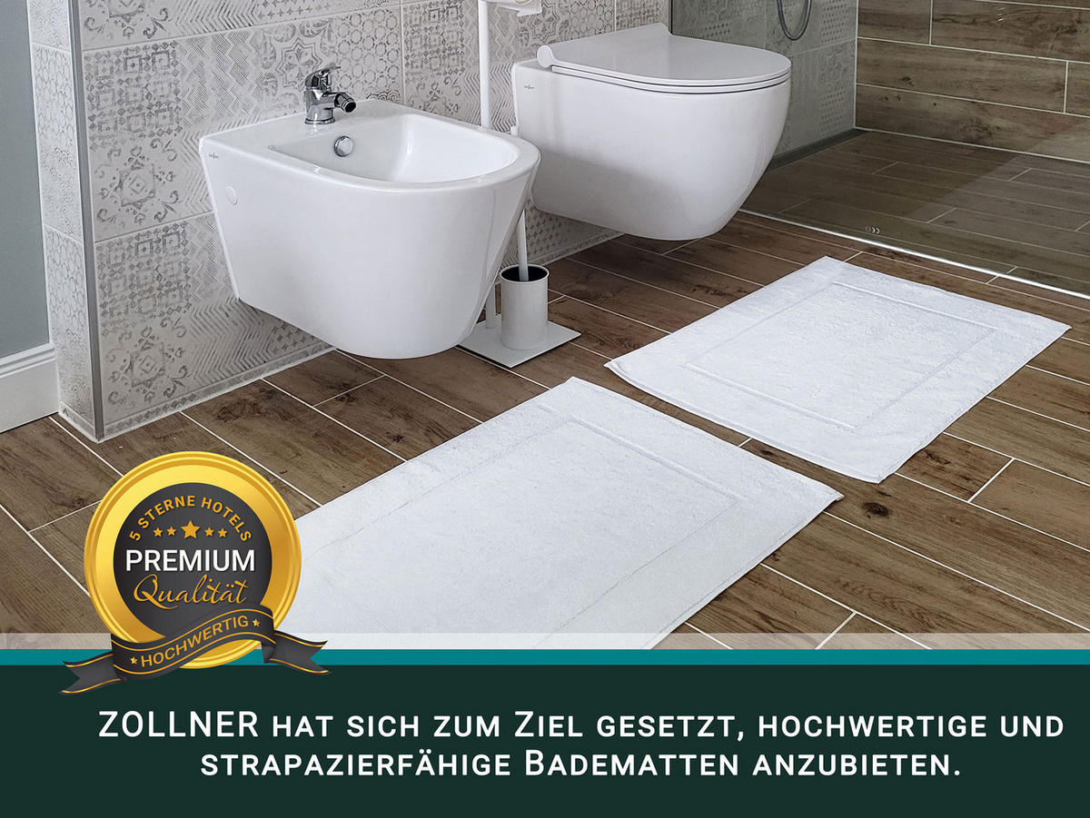 BADEMATTE, 2er-Set, 50x70 cm, 100% Baumwolle, Weiß - Weiß, Textil (50/70cm) - Zollner