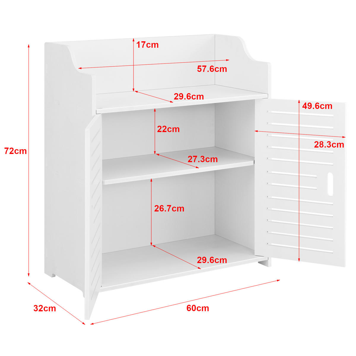 BADEZIMMERSCHRANK Trosa - Weiß, Kunststoff (60/72/32cm) - [en.casa]