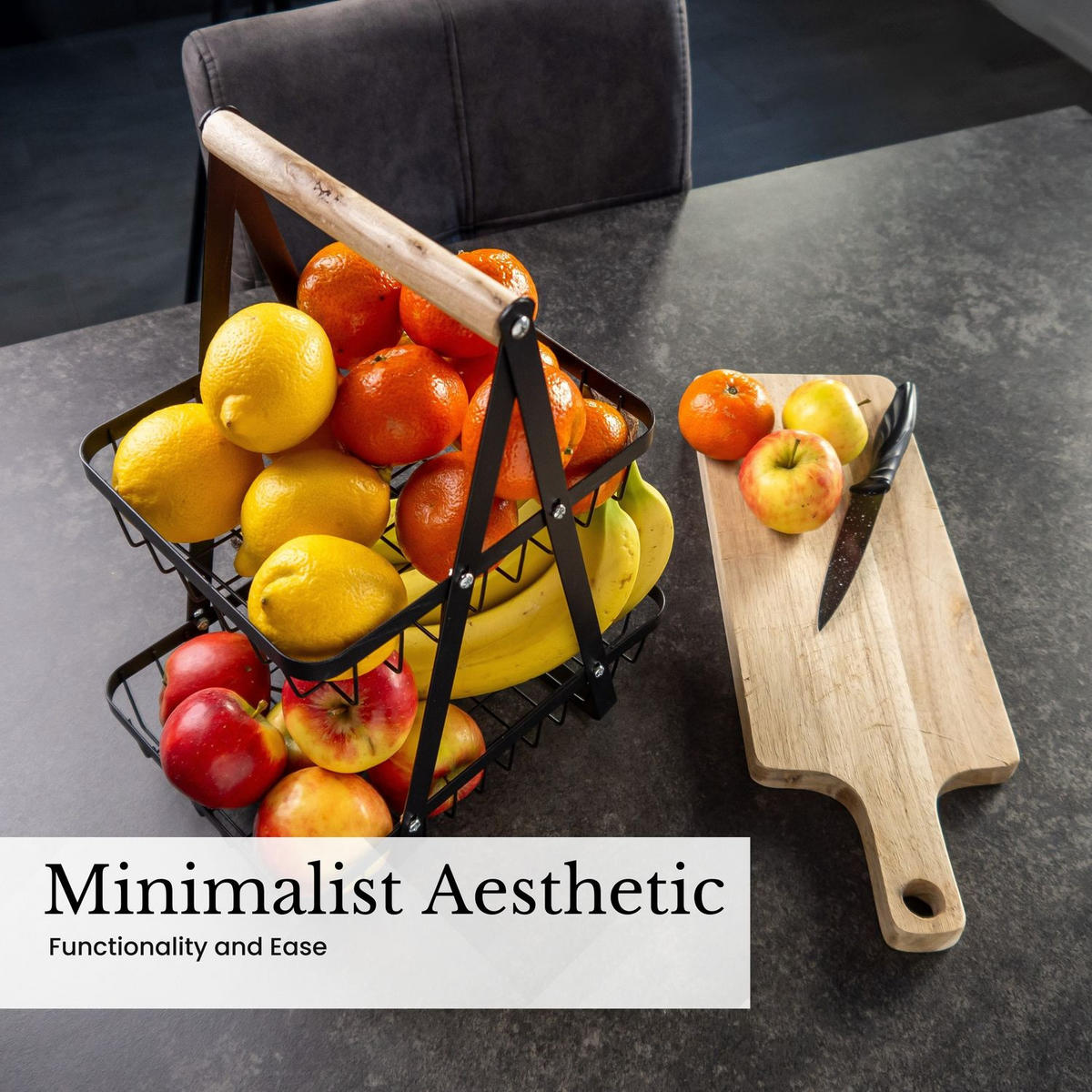 OBSTKORB Etagere 30/35 cm - Schwarz, Metall (6.4cm) - Intirilife