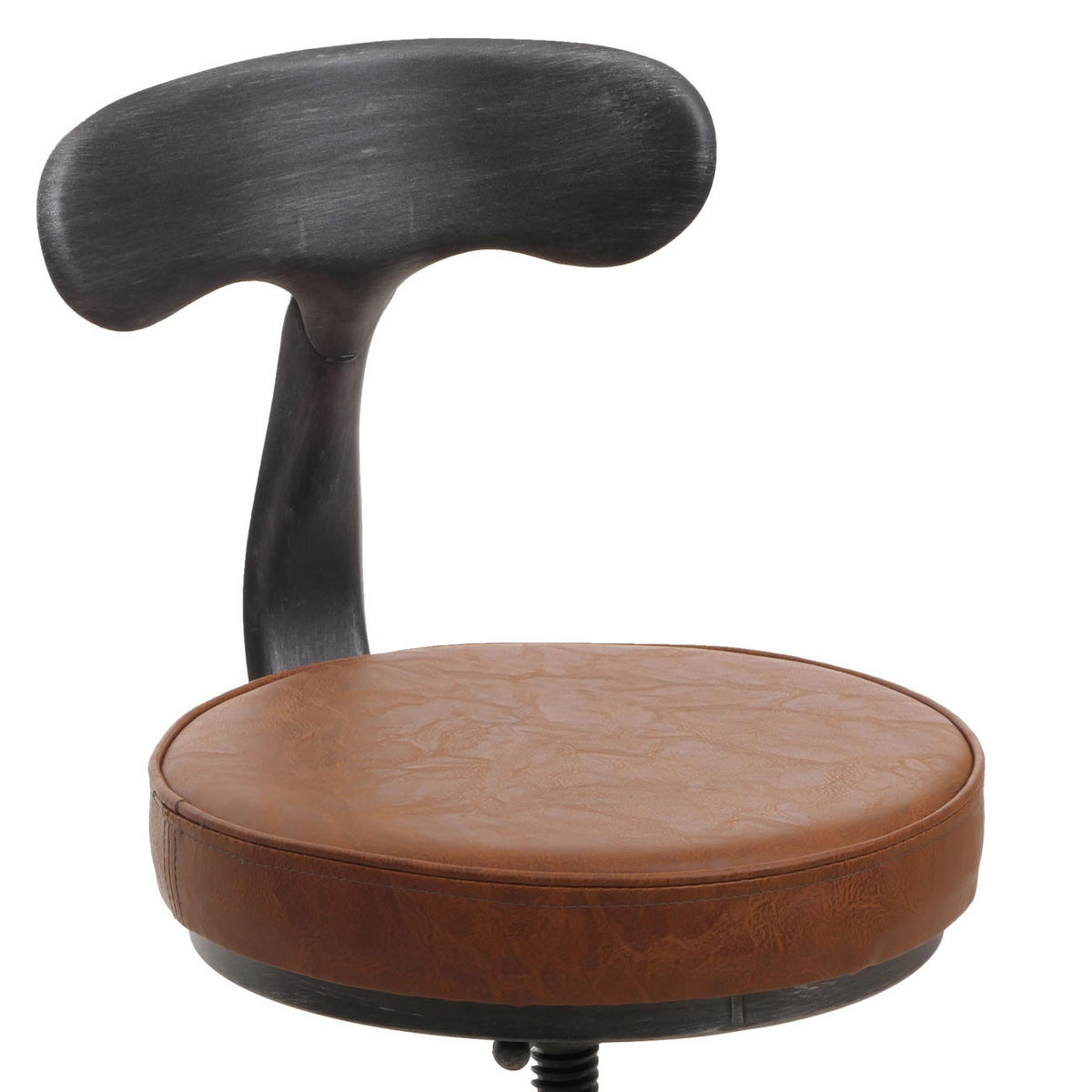 BARHOCKER 2er-Set mit Lehne Sitzhöhe 58-82cm höhenverstellbar drehbar Fußablage Stahl Kunstleder Braun - Braun, Kunststoff (41/108/47cm) - PROREGAL