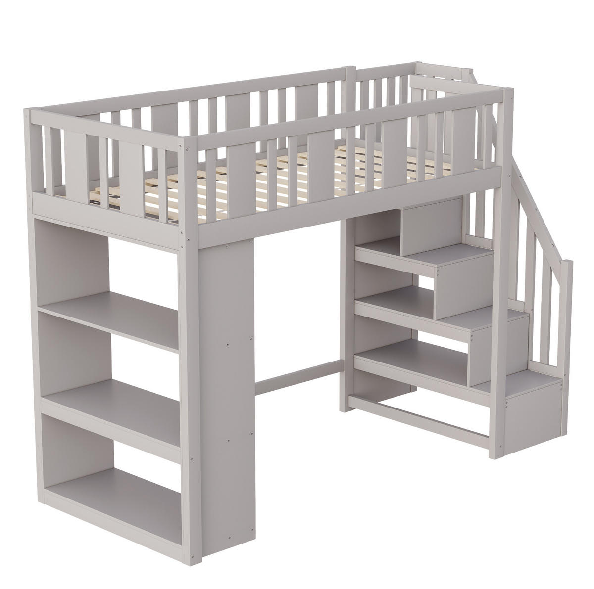 HOCHBETT mit Stauraum 90x200 cm Kiefernholz Grau - Grau, Holzwerkstoff (90/200cm) - Beauniv