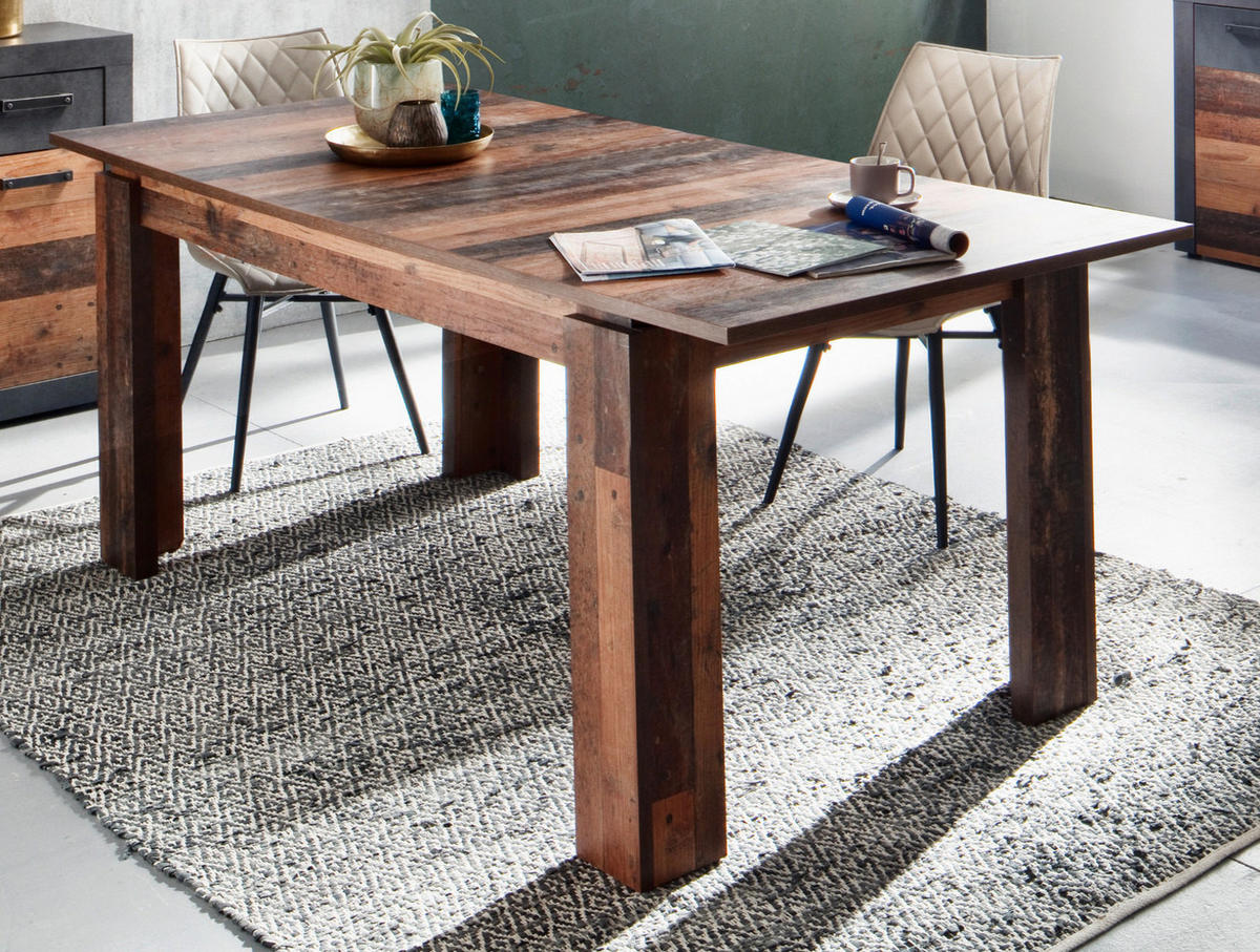 ESSTISCH Old Used Wood Altholz Optik, Küchentisch ausziehbar 160 - 200 x 90 cm - Braun/Grau, Holzwerkstoff (90/160/77cm) - Top.Furn