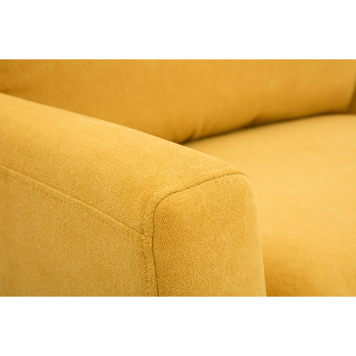 SOFA Skandinavisch Senfgelber Stoff Samteffekt Helles Holz 2-Sitzer JONAS - Gelb, Textil (129/82.5/81cm) - Miliboo