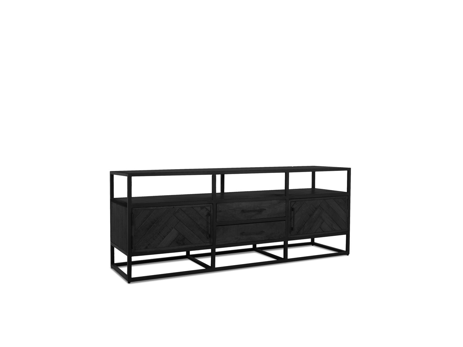TV Board Ja/ Mangoholz 150 cm / 45 cm Schwarz - Schwarz, Holz (150/60/45cm) - Villa Möbel