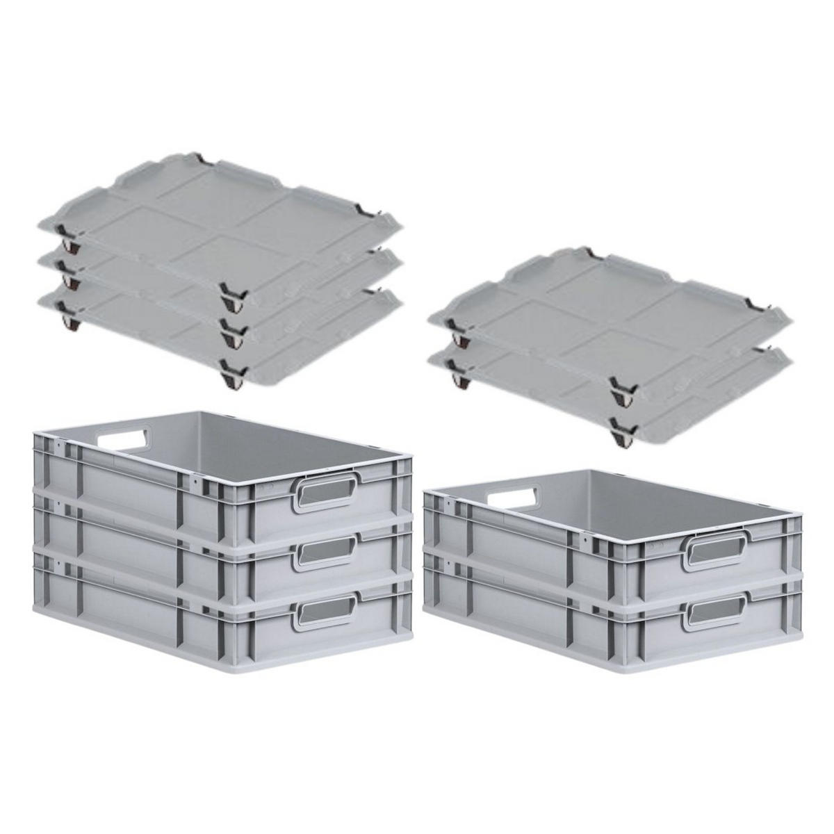 EUROBOX 5x Nextgen Economy Mit Auflagedeckel Grau/Schwarz Griffe Offen 23 Liter - Schwarz, Kunststoff (40/12/60cm) - PROREGAL