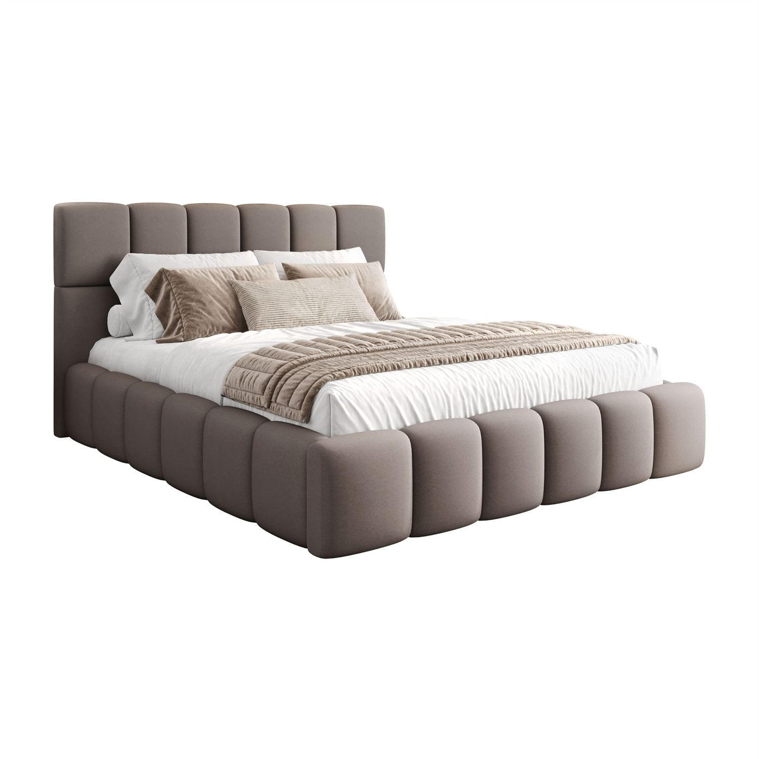 POLSTERBETT VENEZIA mit Bettkasten 180x200, Castel 20 - Taupe, Textil (180/200cm) - Lookway