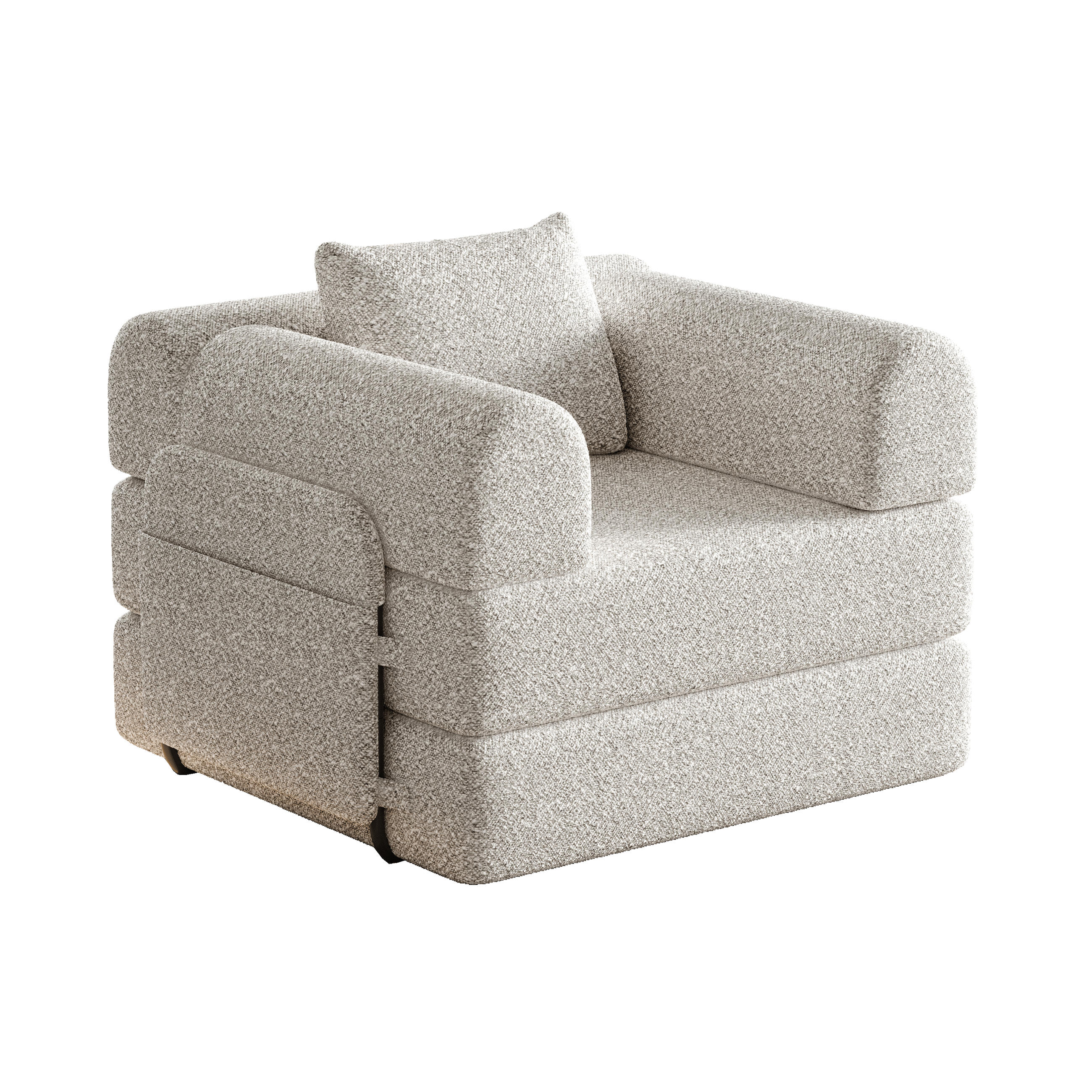 SCHLAFSOFA 2-in-1 aus Chenille mit Armlehnen-Staufach - Sandfarben, Textil (94/69.8/91.4cm)