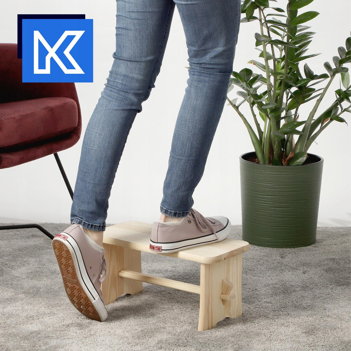 HOLZHOCKER 39 x 20 cm, natur - Naturfarben, Holz (20/39cm) - KADAX