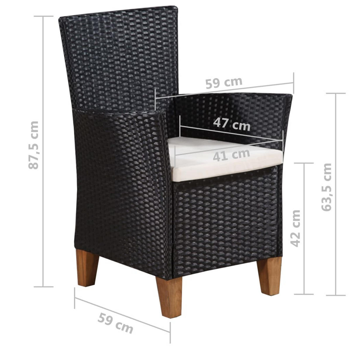GARTEN-ESSGRUPPE 7-teilig Poly Rattan Schwarz Und Braun - Creme/Schwarz, Kunststoff/Textil - vidaXL