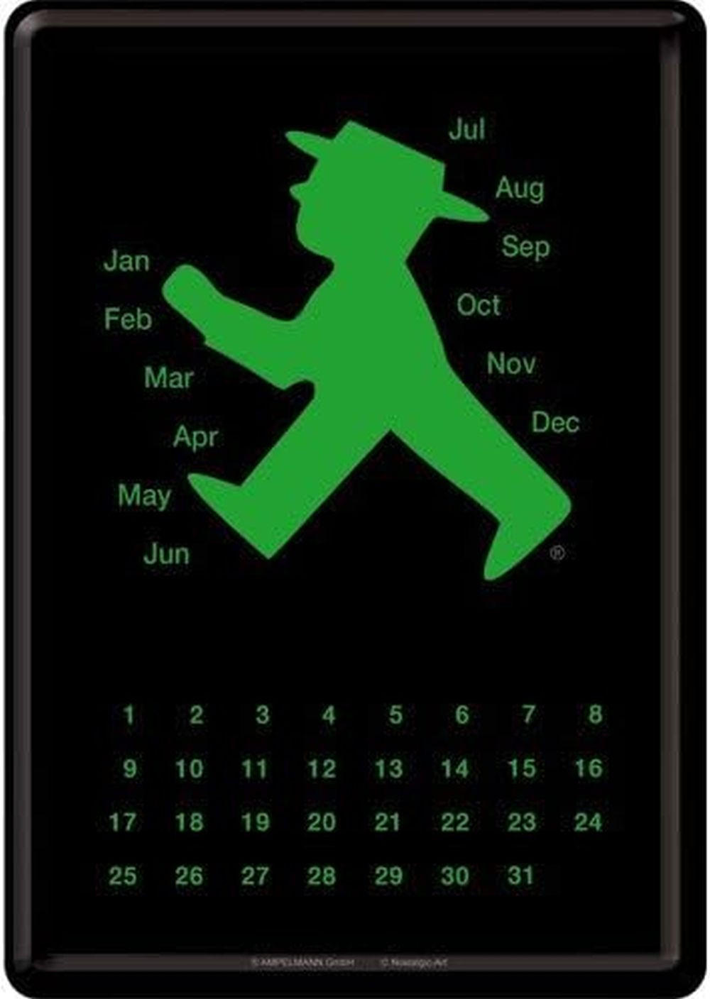 MINIBLECHSCHILD 10/14 cm Tischkalender Ampelmann grün - Multicolor, Metall (10/14/0.1cm) - Nostalgic-Art