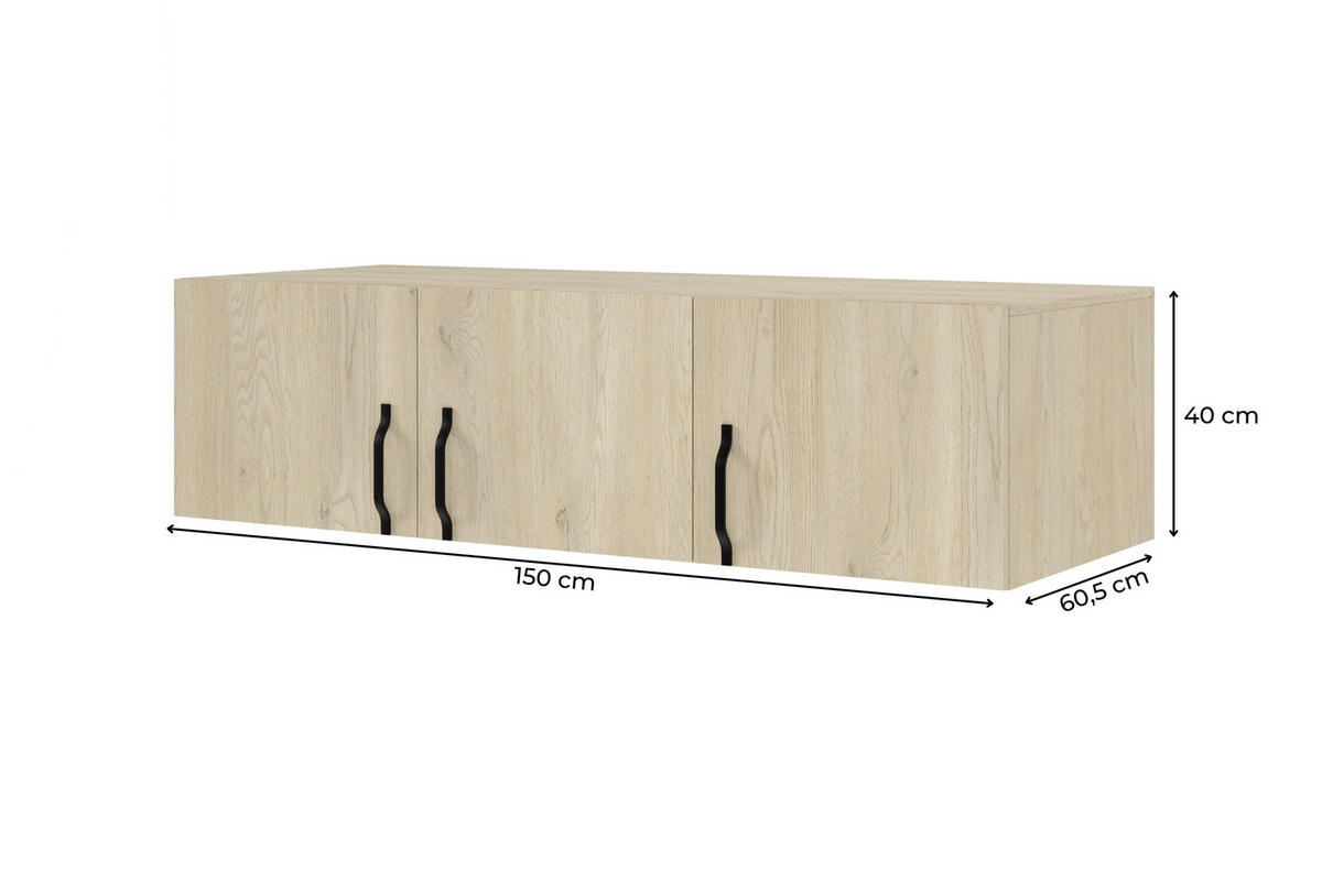 AUFSATZSCHRANK BRISSO BRN2 150/40/60,5 cm in Eiche Ceremona mit Metallgriffen - Eichefarben, Holzwerkstoff/Metall (150/40/61cm) - Deine Möbel 24