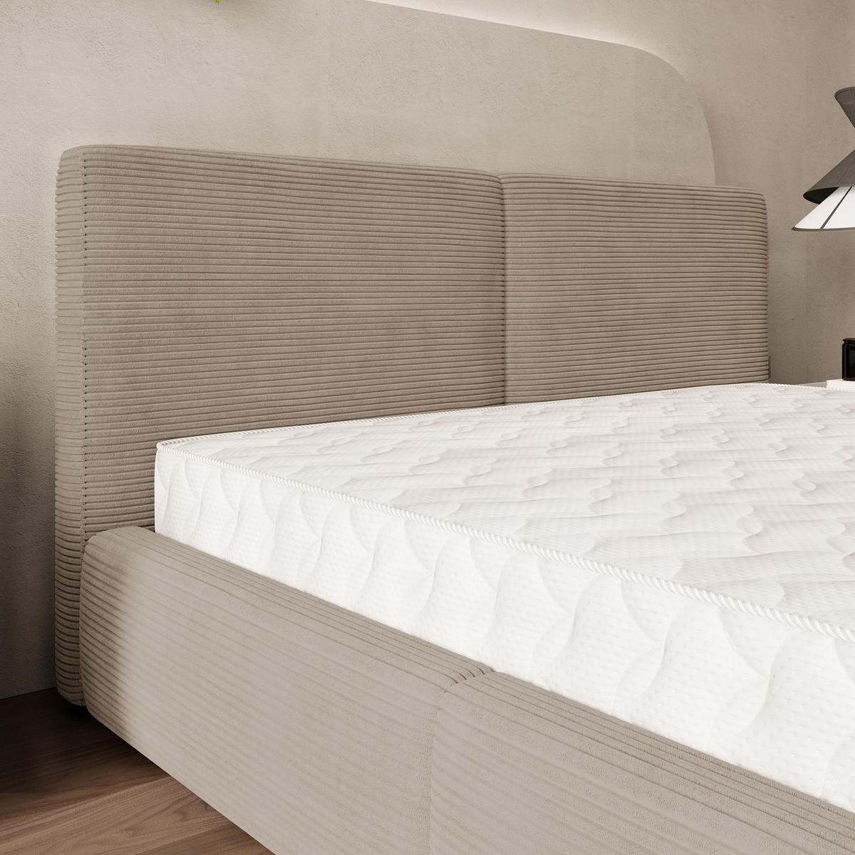 POLSTERBETT FELURO 180x200 cm mit Bettkästen - Beige - Beige, Holz (180/200cm) - MASSENO