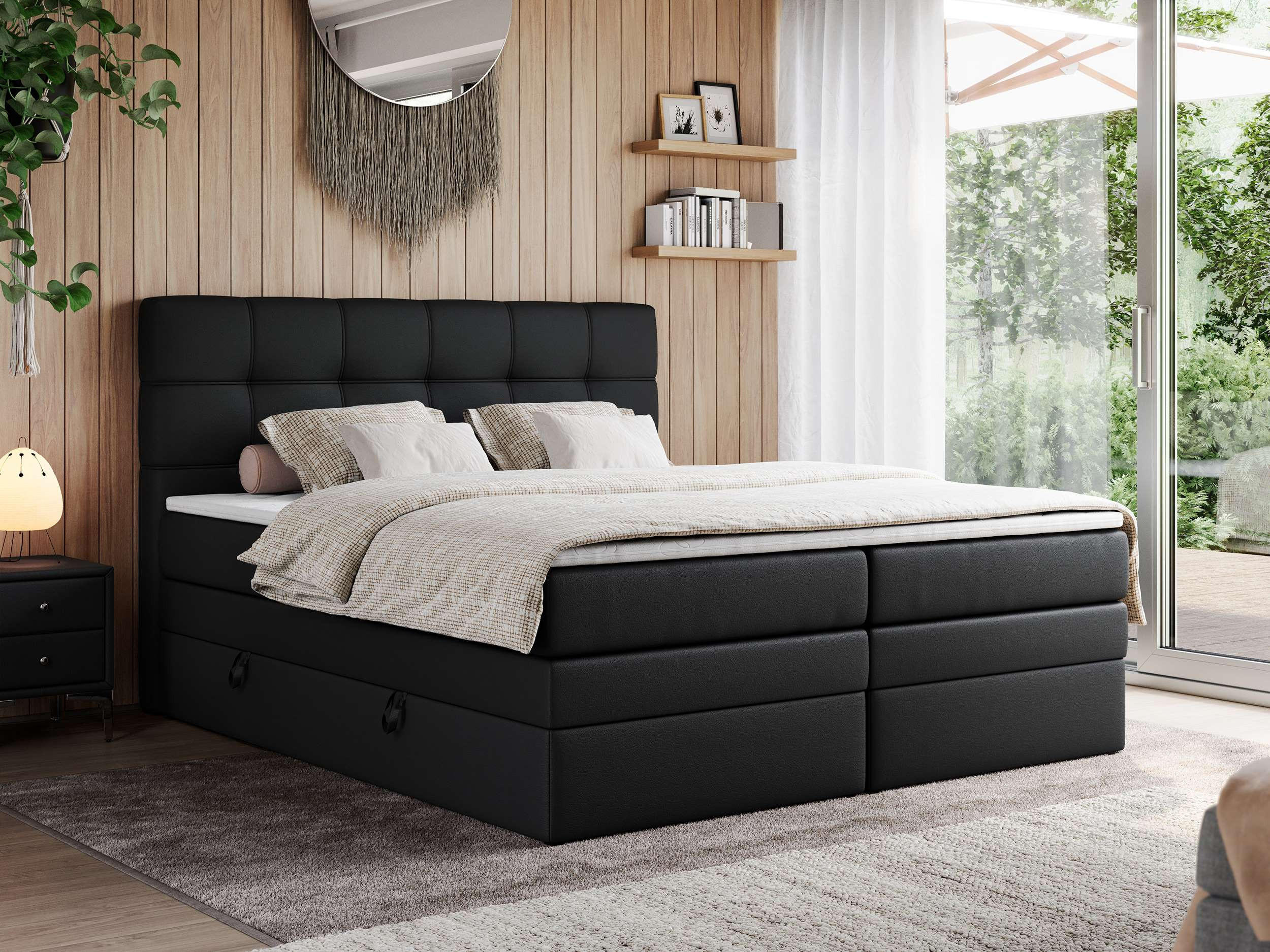 BOXSPRINGBETT ERNI KING 120/200 Schwarz Kunstleder - H3 - Schwarz, Holz/Textil (120/200cm) - MKS