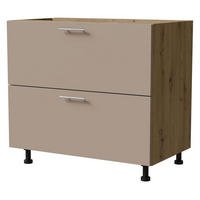 SCHUBLADENUNTERSCHRANK Brerra D2A/90/1A Korpus eiche artisan / Front RAL 1019 graubeige Matt 90 / 50 / 82 cm - Graubraun/Eiche Artisan, Holz/Holzwerkstoff (90/82/50cm) - Feldmann-Wohnen