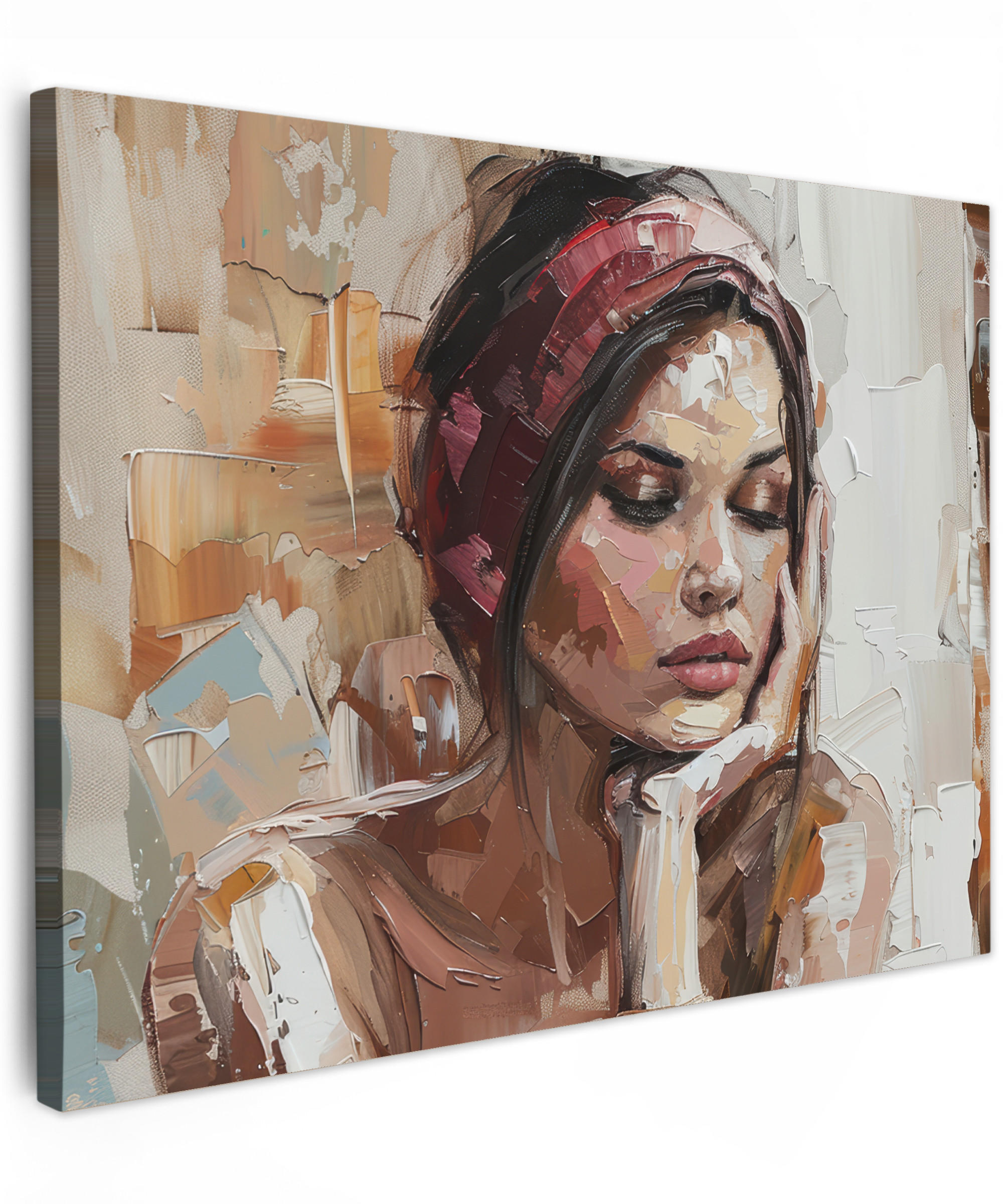 LEINWANDBILD Frau - Lackierung - Porträt - Modern Wandbilder 80x60 cm - Altrosa, Textil (80/60cm) - MuchoWow