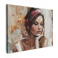 LEINWANDBILD Frau - Lackierung - Porträt - Modern Wandbilder 80x60 cm - Altrosa, Textil (80/60cm) - MuchoWow