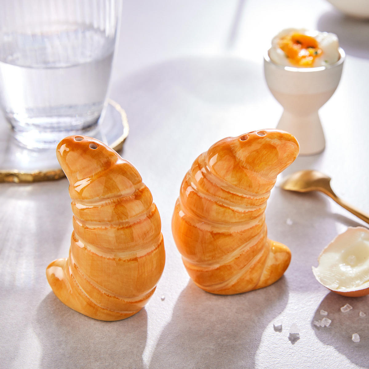 SALZ- UND PFEFFERSTREUER (2-tlg.) Salt & Pepper Croissant - Braun, Stein (4/8/6cm) - Butlers