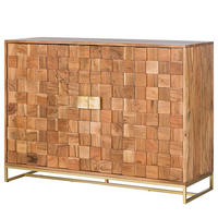 KOMMODE mit 2 Türen - Akazie massiv / Eisen - Akaziefarben, Holz (117/85/40cm) - home24