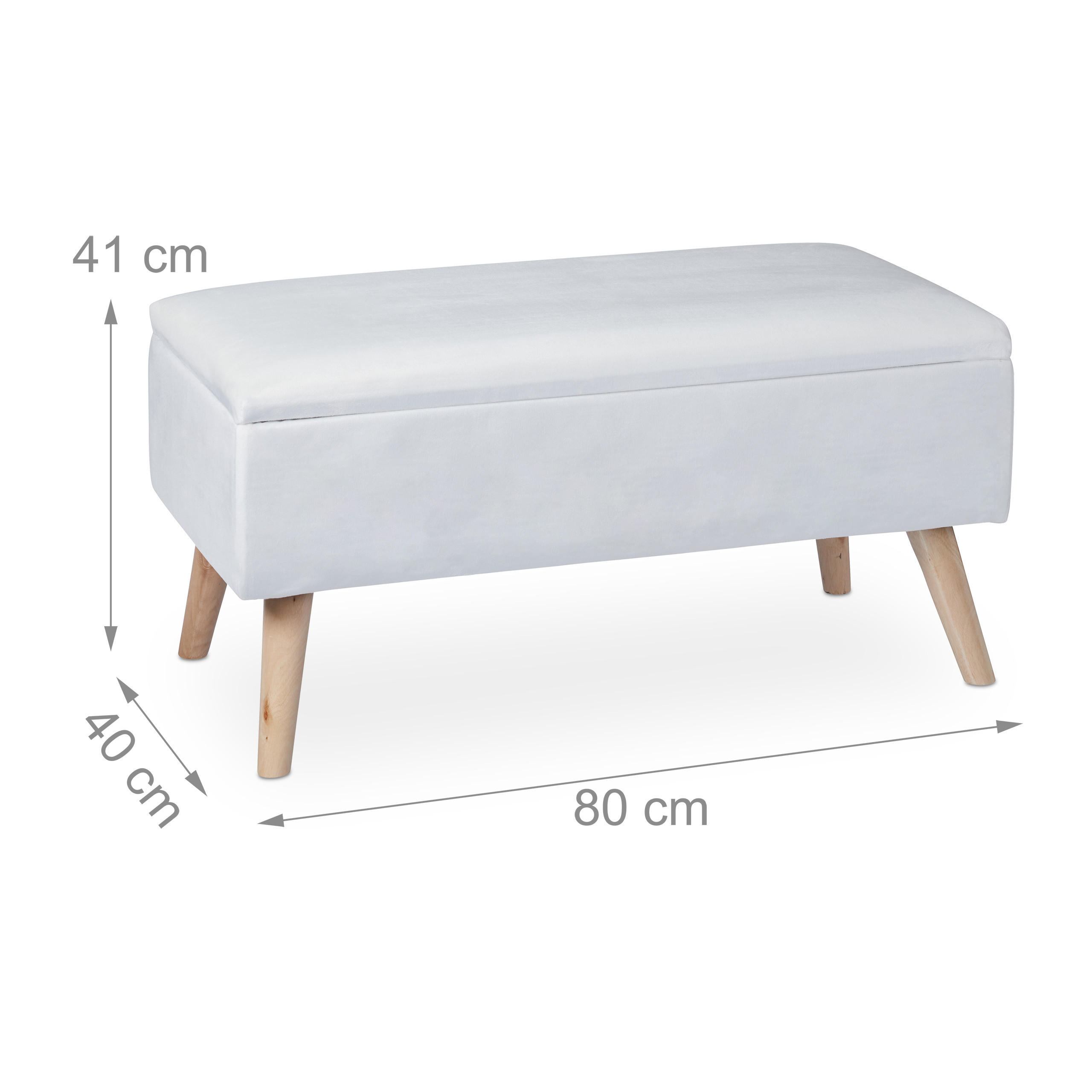 Thumbnail - Relaxdays Sitzbank, Weiß, Holzwerkstoff, Holz, Textil, 80x41x40 cm, Esszimmer, Bänke, Sitzbänke