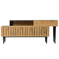 TV-STÄNDER Modern Marmor & Holzmaserung Eisenbeine Naturholz - Braun, Holz (37.5/17/133cm) - FLIEKS