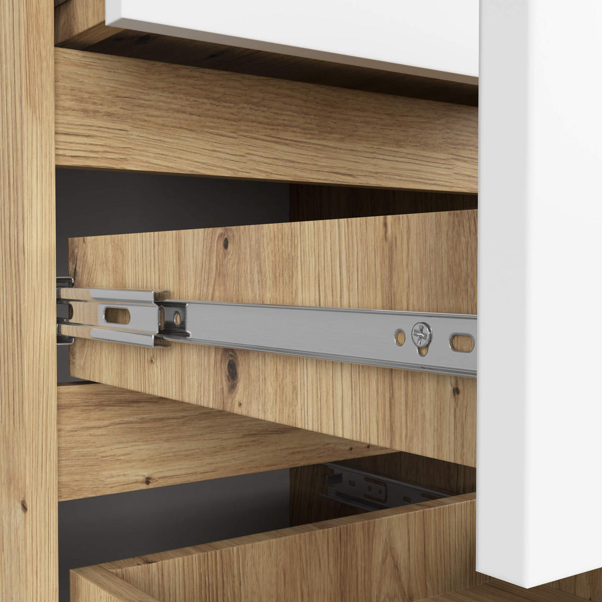 KOMMODE Eiche Artisan, Weiß 92/40/35 - Eiche Artisan/Weiß, Holzwerkstoff (40/92/35cm) - RAUMHIRSCH FURNITURE