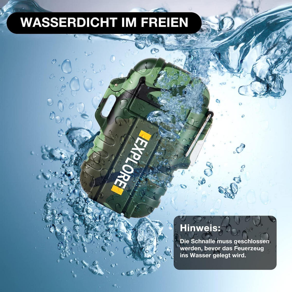 FEUERZEUG Elektrisch Wasserdicht Winddicht USB Wiederaufladbar Tarnung - Multicolor, Kunststoff (11.9/4.6/17.8cm)