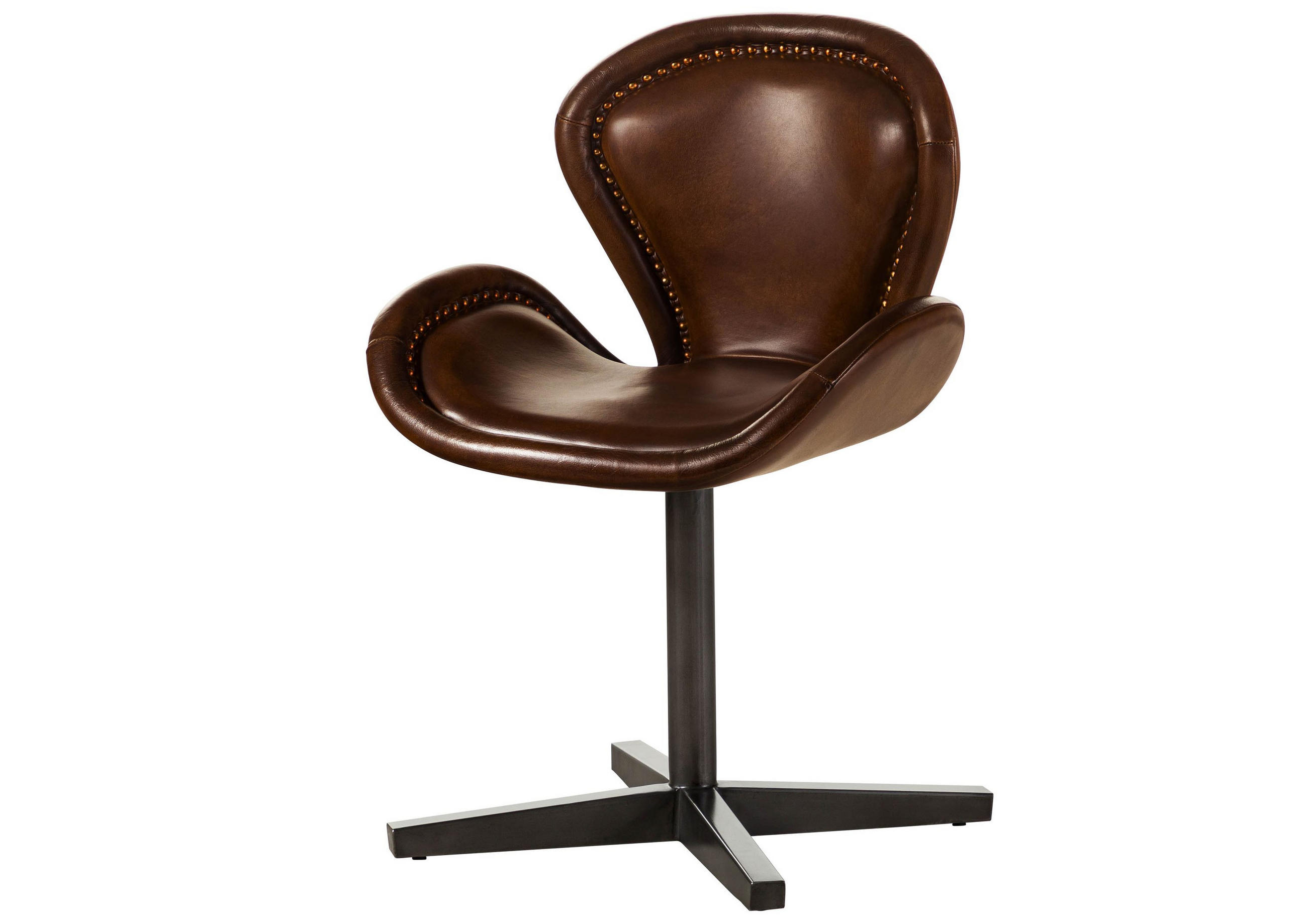 STUHL Echtleder 59 x 59 x 81 cm hellbraun IRON LABEL #31 - Braun, Leder (59/81/59cm) - Massivmoebel24