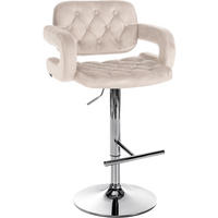 BARHOCKER Samt creme - Chromfarben/Creme, Textil (62/103/55cm) - CLP