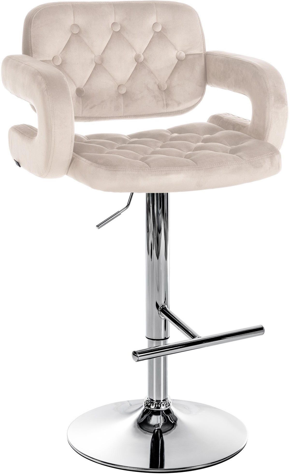 BARHOCKER Samt creme - Chromfarben/Creme, Textil (62/103/55cm) - CLP