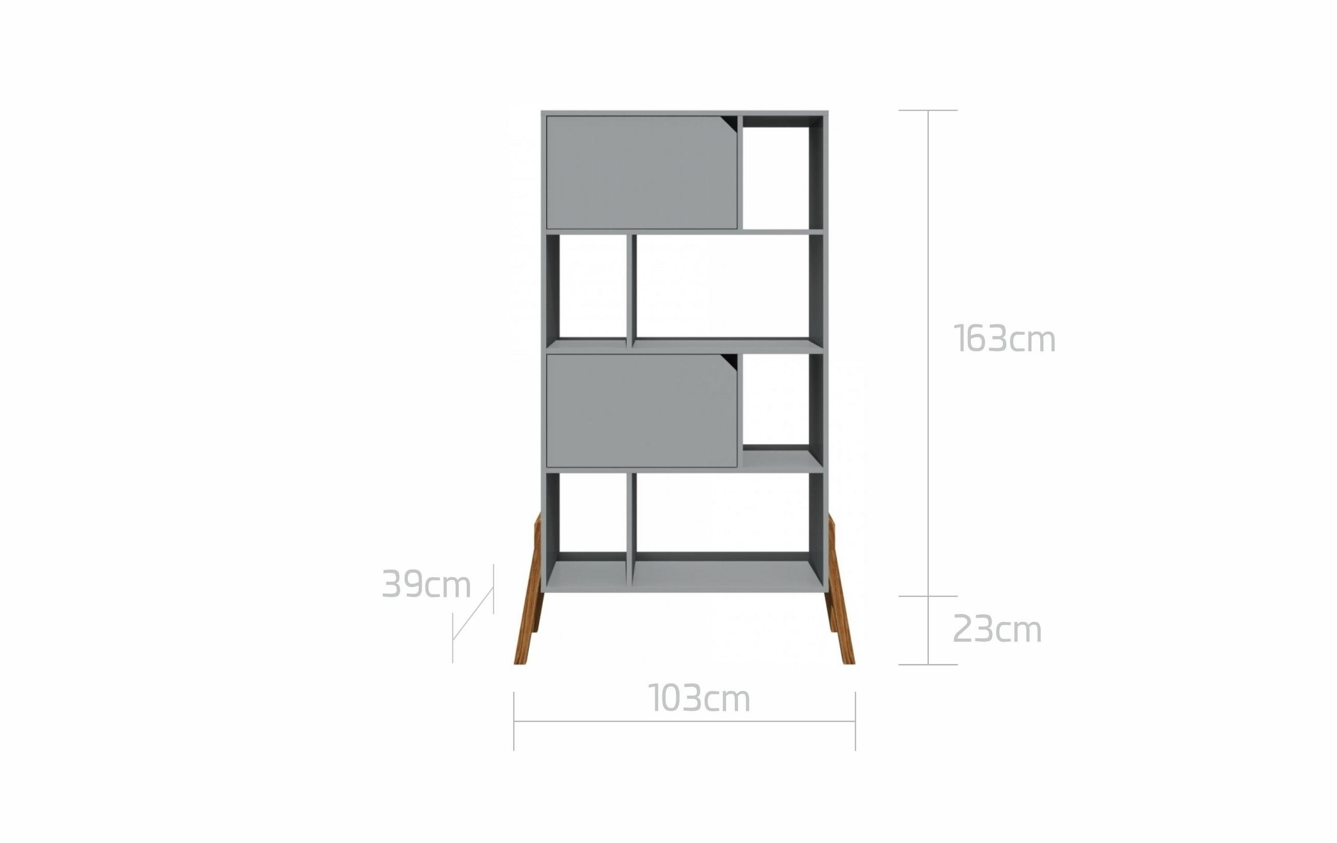 KINDERREGAL Lotta - Grau, Holzwerkstoff (103/163/39cm) - RAUMHIRSCH FURNITURE