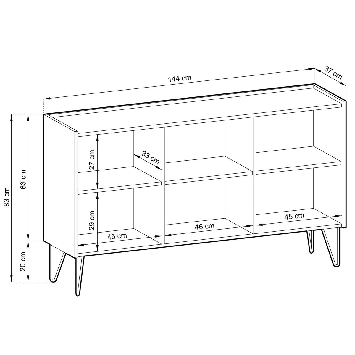 SIDEBOARD ARMONIA 144/83/37 cm mit 3 Türen Schwarz - Schwarz, Holzwerkstoff (144/83/37cm) - MASSENO