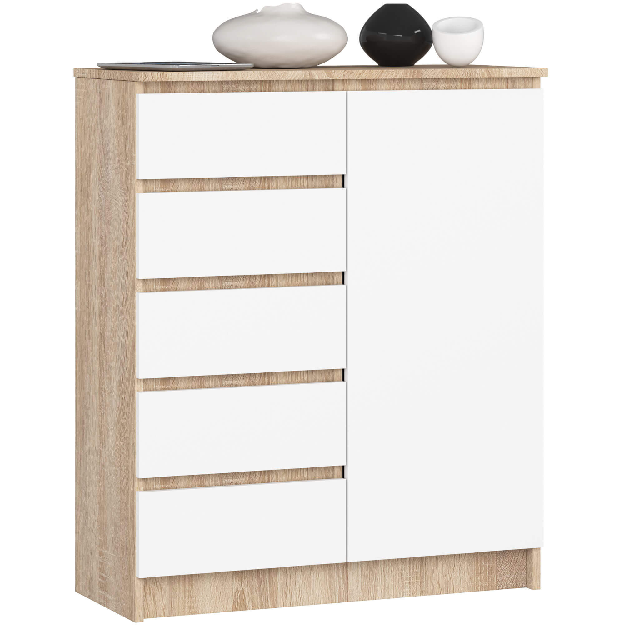 Akord Kommode Sonoma Eiche, Weiß 80x97x35 cm