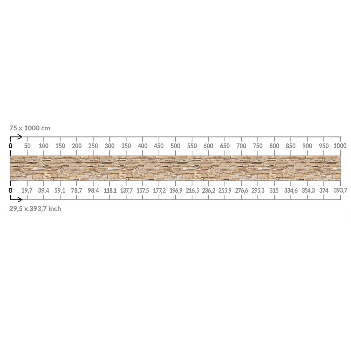 BALKON SICHTSCHUTZ Asian Stonewall - Große helle Steinmauer aus wohnlichen Steinen 400/75 cm - Beige, Kunststoff (400/75cm) - Bilderwelten