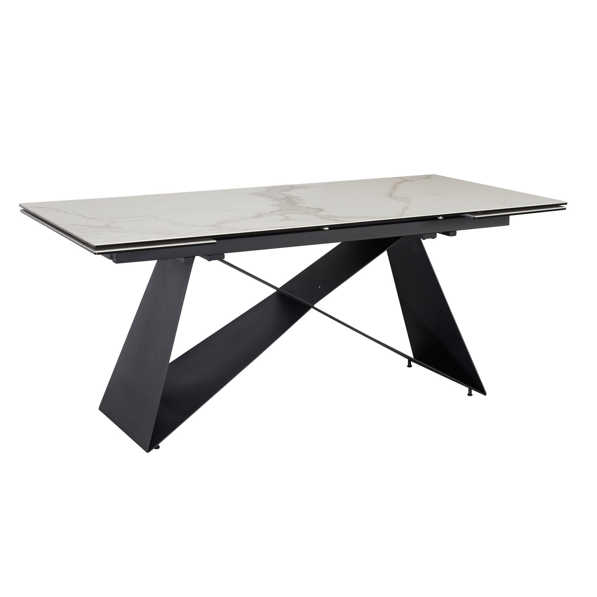ESSTISCH Ausziehbar Keramik Glas Marmoroptik Rechteckig Groß, Weiß 180x95x78 cm - Schwarz/Weiß, Keramik/Metall (95/180/78cm) - KADIMA DESIGN