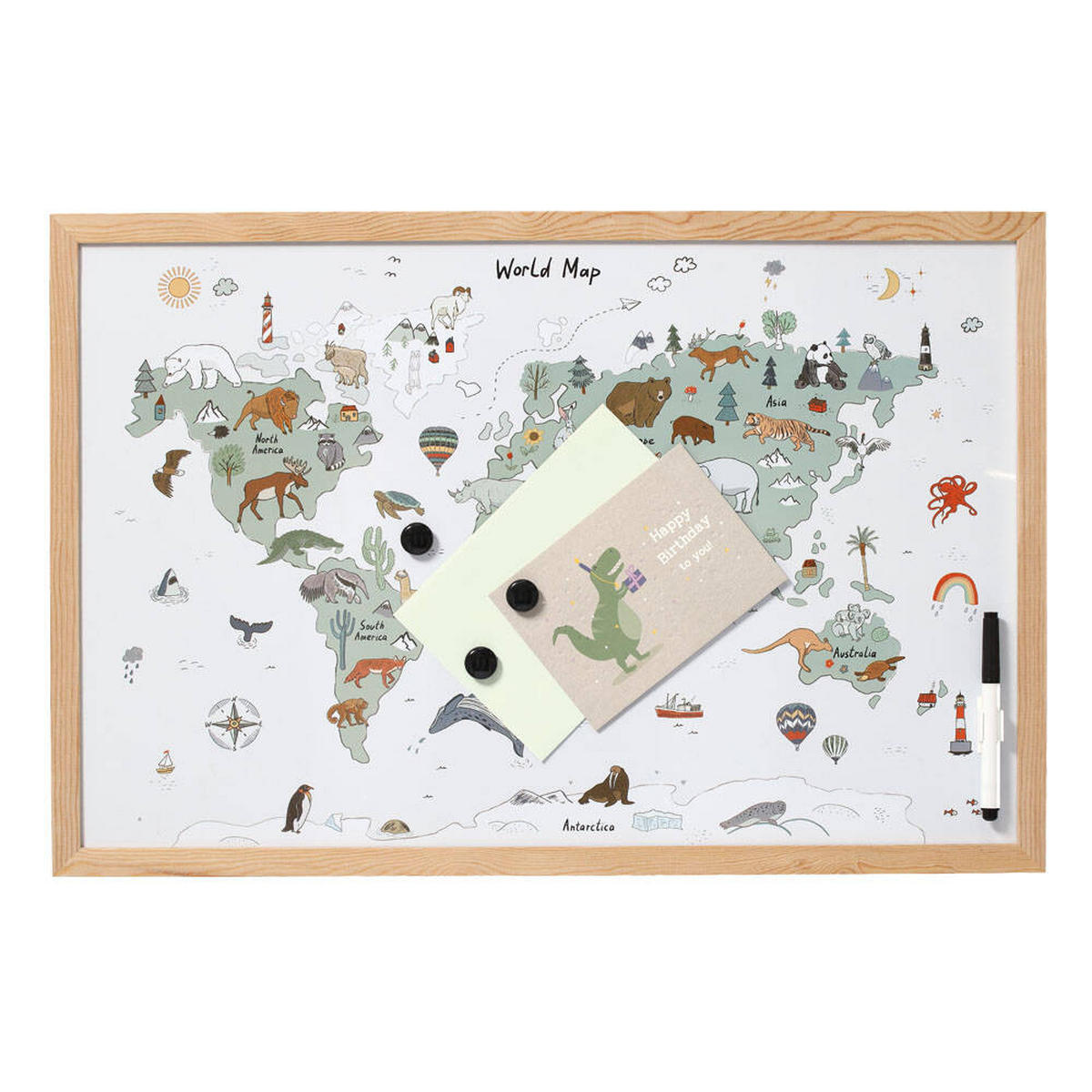 WELTKARTE Magnetisch 60/40 cm - Multicolor, Metall (40/1.5/60cm)