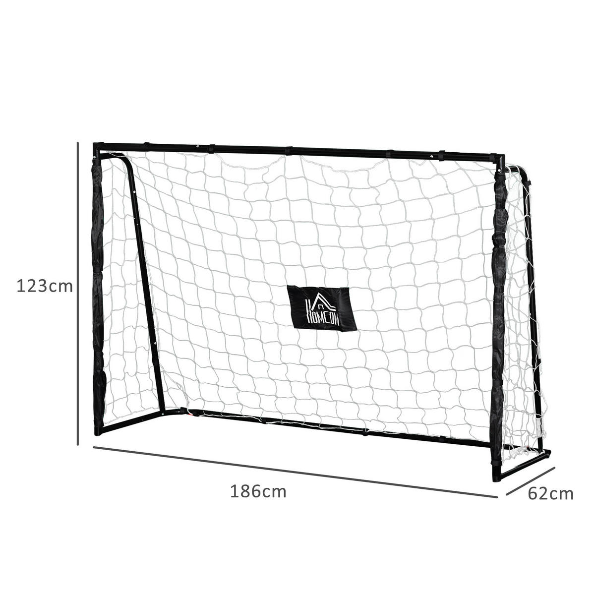 FUSSBALLTOR DE-18610 186x123 cm Trainings- & Spieltor Schwarz - Schwarz, Metall (62/186cm) - ComfortXL
