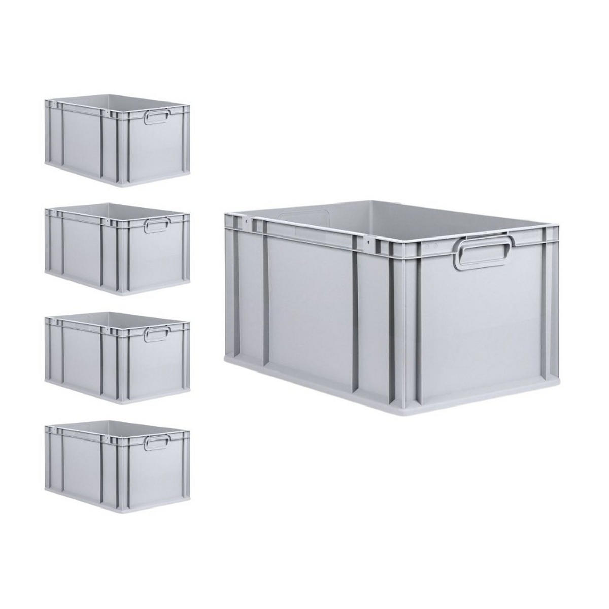 EUROBOX 5x Nextgen Economy Mit Scharnierdeckel Grau/Rot Griffe Geschlossen 65 Liter - Rot, Kunststoff (40/32/60cm) - PROREGAL